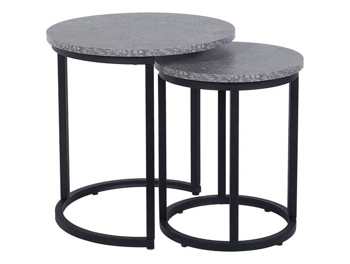 BEISTELLTISCH 2er-Set Rund Schwarz, Grau Dixie