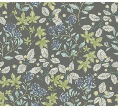 A-Street Prints Mildred Charcoal Botanical Trail Wallpaper