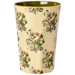 RICE Hoher Melamin Becher Retro Bouquet, H 13 x Ø 9 cm, 400 ml