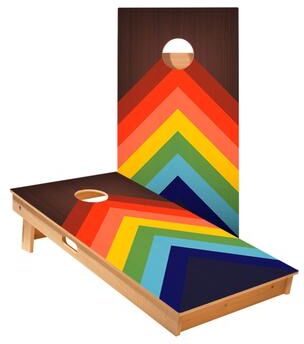 Skip's Garage Rainbow-Chevrons Cornhole Boards