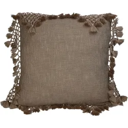 Kissen TASSELS taupe (BT 45x45 cm) - BT 45x45 cm