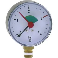 Rohrfeder-Manometer für Heizung/Sanitär - Radial, Afriso, Ø63mm, DN8 (1/4''), 3bar Markierung