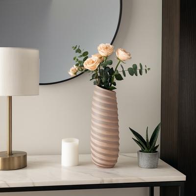 Sagebrook Home Carved Glass Modern Table Vase with Ribbed Silhouette - Ivory