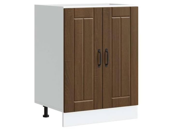 fsahslih Küchenunterschrank Lucca 60x46x81,5 cm Braun Eichen-Optik Höhenverstellbare Füße und viel Stauraum hinter Türen für mühelose Ordnung in Ihrer Küche.