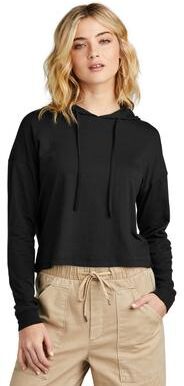 District DT1390L Women's Perfect Tri Midi Long Sleeve Hoodie in Black size 4XL   Triblend