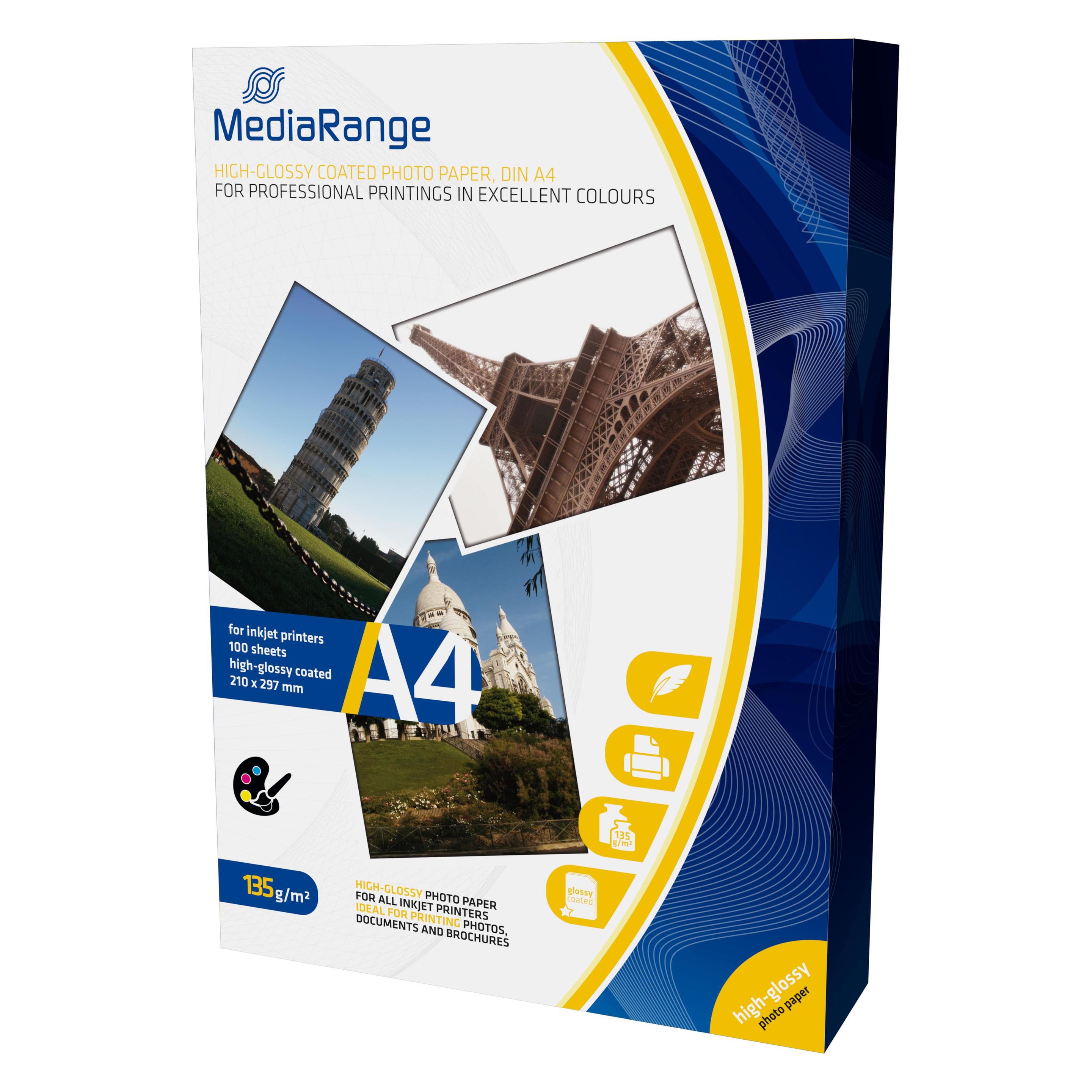 MediaRange Hochglänzend (135 g/m², A4, 100 Stk.) (MRINK107)