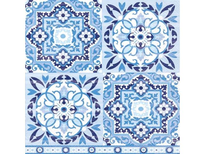 Ambiente Papieren Servetten Lunch/Feest/ca. 33x33cm Tegels Blauw - Ideaal Als Cadeau