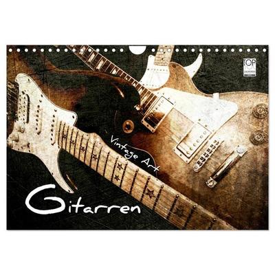 GITARREN Vintage Art (Wandkalender 2026 DIN A4 quer), CALVENDO Monatskalender