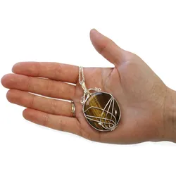 Swirl Wrapped Gemstone Necklace - Tiger Eye