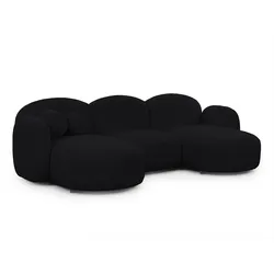 WOHNLANDSCHAFT Nuvola mit abgerundetem Design Schwarz Bouclé-Stoff