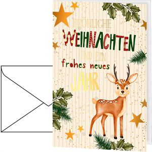 Böttcher-AG Weihnachtskarte Rehkitz, 115 x 170mm, Klappkarte mit Goldfolie & Umschlag, 1 Stück