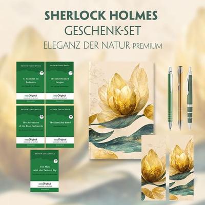 Sherlock Holmes Geschenkset - 5 Bücher (mit Audio-Online) + Eleganz der Natur Schreibset Premium, Set von Arthur Conan Doyle, EasyOriginal Verlag,