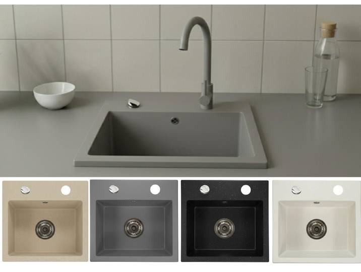 Faizee Home Granitspüle Faizee Home, Granitspüle Compact 44×41,5 cm – Küchenspüle Spülbecken