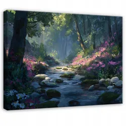 LEINWANDBILD Wald Fluss Grün 60x40 cm