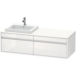 Duravit Ketho Konsolenwaschtischunterbau wandhängend, 1400x426x550 mm, 2 Auszüge, für Einbauwaschtisch, Position links, KT6797L2222, Farbe: Weiß Hochglanz Dekor