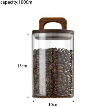 Useful Little Things Clear Glass Storage Jar With Bamboo Lid Airtight Food Canister For Tea Coffee Sugar And Spices 33.8 Oz