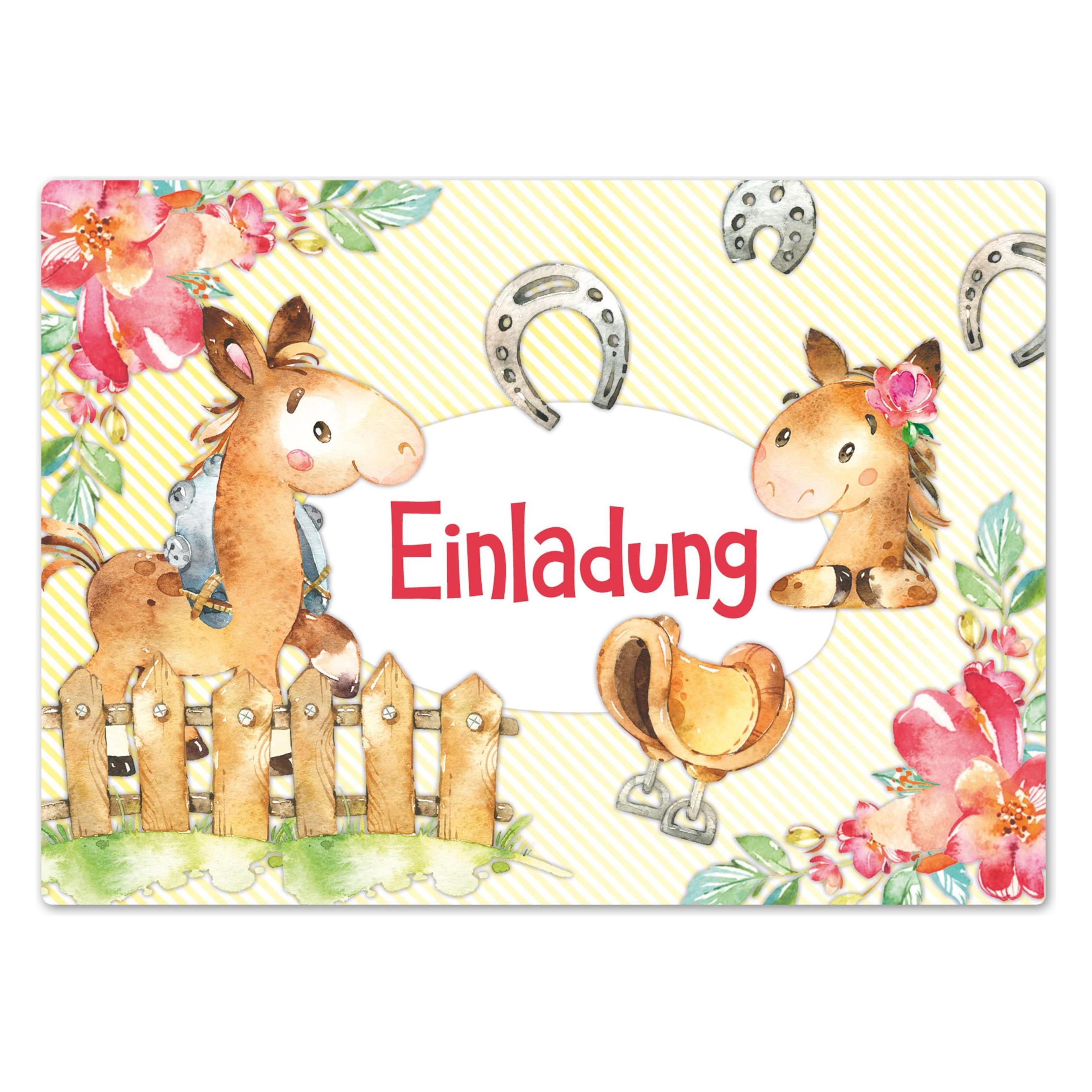 Papierdrachen 12 Einladungskarten zum Geburtstag - Pferde (12 Stk.) (B224-001-001)