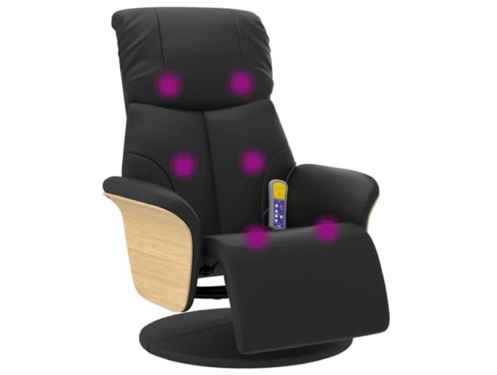 vidaXL Massagesessel mit Fußteil Schwarz Kunstleder