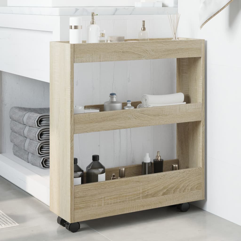 Lily Manor Storage Serving Cart Sonoma oak 70cm H X 60cm W X 18cm D