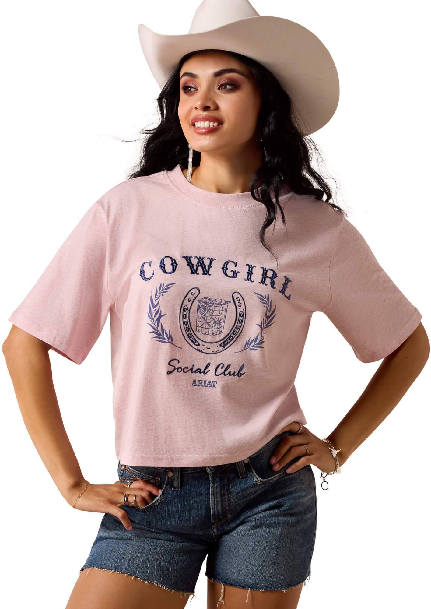 Women's Social Club T-Shirt in Pirouette Cotton, Size: Large by Ariat