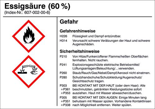SafetyMarking 21.B1200.08 Gefahrstoffetikett G008 Essigsäure Folie selbstklebend (B x H) 105mm x 74mm 1St.