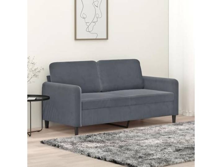 HEFZGDB 2-Sitzer Sofa Dunkelgrau 140 cm Samt Stoff Polstermöbel mit Metallgestell, Bequemes Sitzgefühl durch Dicke Polsterung, Robuste Stabilität für Wohnzimmer und Essbereich,