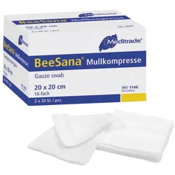 Meditrade® BeeSana®mit eingeschlagenen Schnittkanten Mull-Kompressen 20 cm x 20 cm