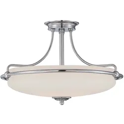 Deckenleuchte Lampe Wohnzimmerleuchte Metall Glas Nickel 4 Flammig D 53,3 cm