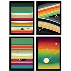POSTER Set mit 4 Teilt Abstrakt Moderne Galaxien A3 Rahmenlos