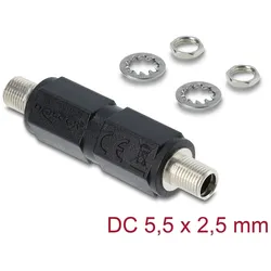DeLOCK Hohlstecker Adapter DC 5,5 x 2,5 mm Buchse auf Buchse mit Gewinde gerade