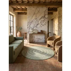 Flachgewebe-Teppich Pflegeleicht Grün 120x120 cm - BORNO   Kadima