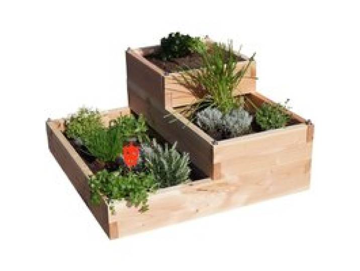 Carré potager en bois 3 bacs et 3 niveaux, Effet Graphik Junior