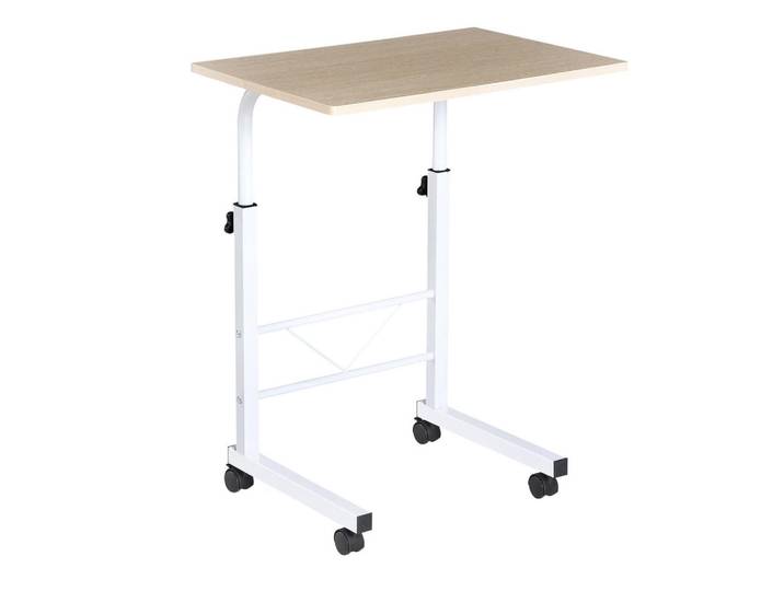Modfu Beistelltisch aus Stahl und Spanplatte 40x60x68-78 cm Ahornfarben höhenverstellbar mit Rollen und Feststellbremsen, Metall, 40x78x60 cm, Wohnzimmer, Wohnzimmertische, Beistelltische
