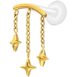 PTFE Labret mit Innengewinde + Titan-Aufsatz BOGEN + 3 STERNE