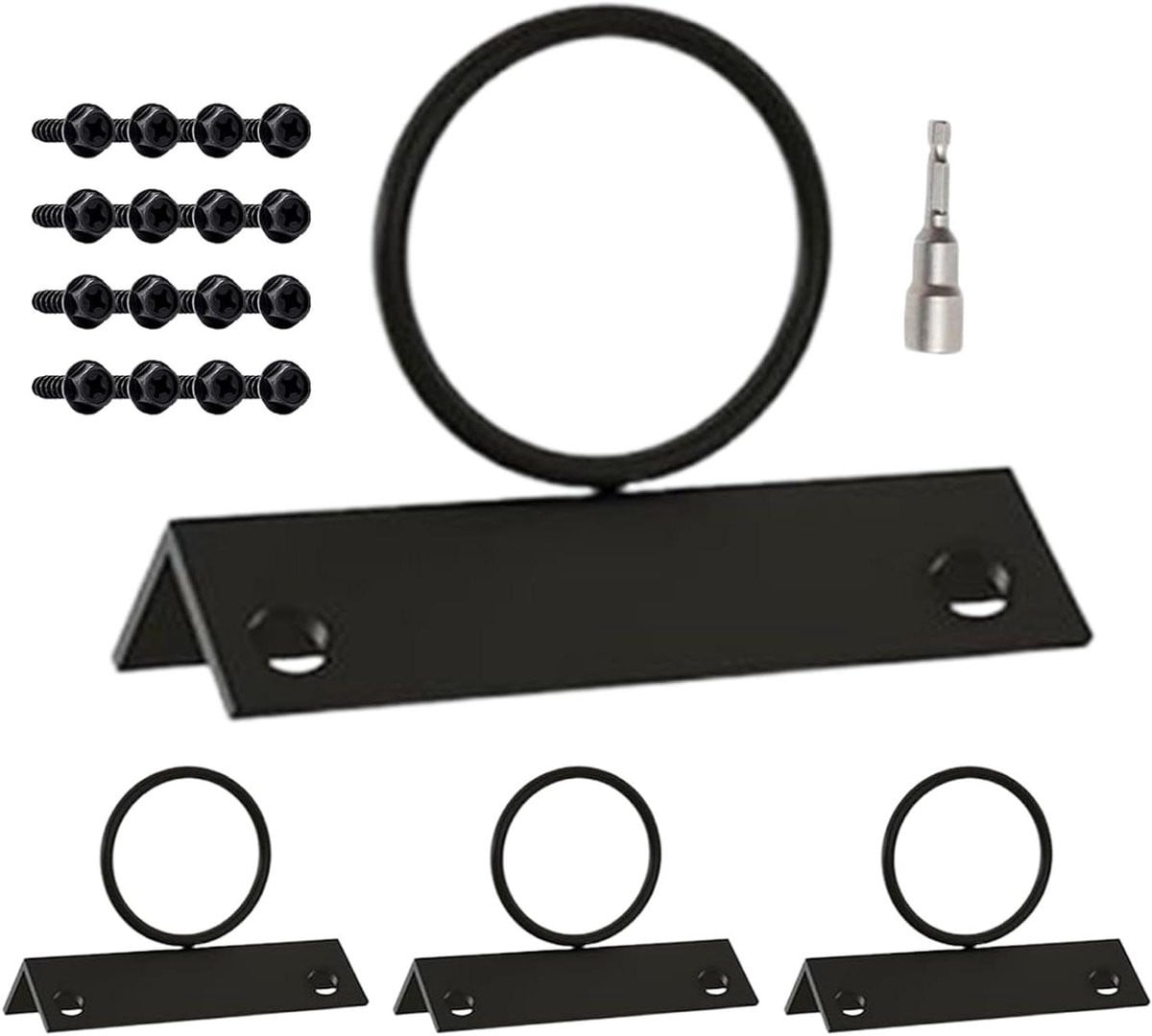 Touw Ring Beugel Zwart - Touw Houder voor Buitenorganisatie - 15 x 15 x 12 cm