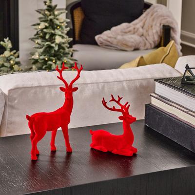 Regency International "6-9.5"" Resin Flocked Deer Set of 2"