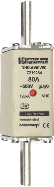 Mersen Fusible NH insert SF Gr.0 gG 80A/500V KM NH0GG50V80 (C219284)