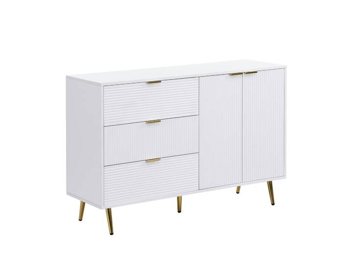 SIDEBOARD weiß & wellen-design mit 3 schubladen & 2 türen