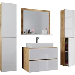 Badezimmer Lendas 5-tlg. ca. 147 cm Weiß/Honigeiche