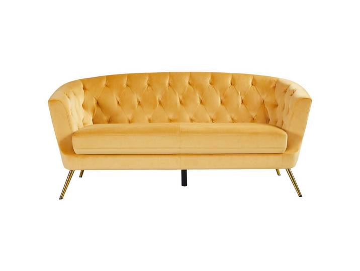 3-Sitzer-Sofa Lita Gelb Samt Chesterfield-Design