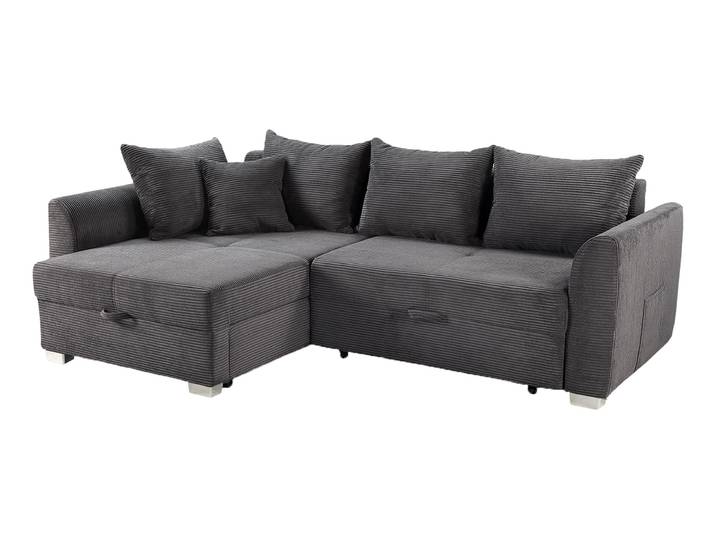 Ecksofa Cord Schlaffunktion Bettkasten grau 236 cm - BOOMER