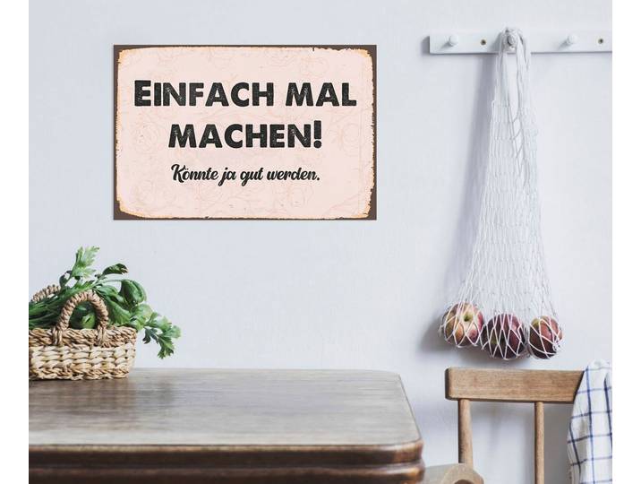 Metallbild QUEENCE Einfach machen , schwarz (farbe bild(er): schwarz), B:30cm H:20cm, Metall, Stahl, Bilder, Metallbild, Stahlschilder