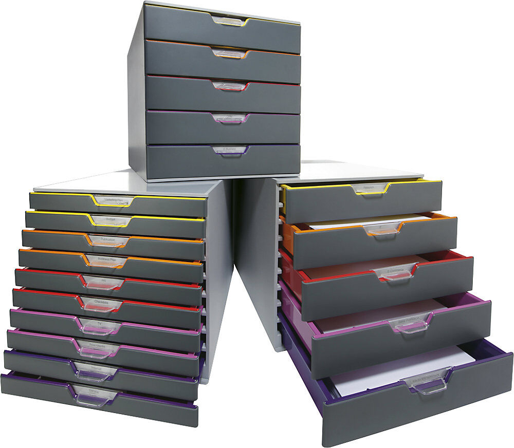 Schubladenbox VARICOLOR®, HxBxT 292 x 280 x 356 mm, 10 Schubladen, grau DURABLE