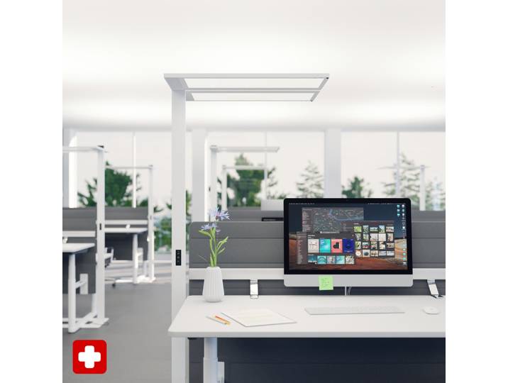 LED Stehleuchte Regent Lightpad Doppelkopf Tunable Office mit U-Form Fuss, Weiss, Neu, Professionelle Bürobeleuchtung