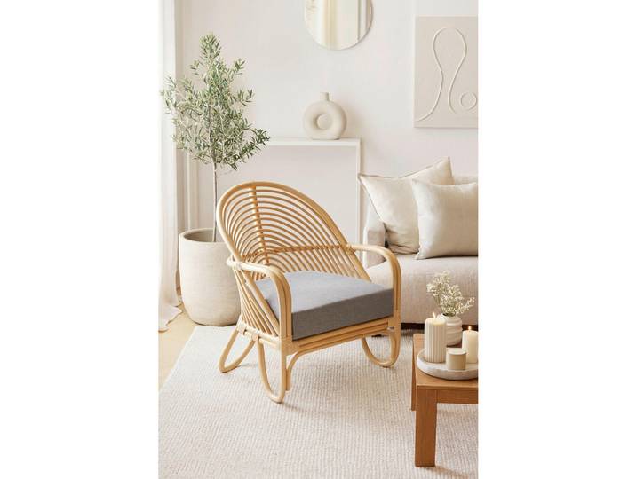 Mid.you Relaxsessel, Natur, Holz, Rattan, massiv, Uni, 72x70x80.5 cm, inklusive Armlehnen, Wohnzimmer, Sessel, Relaxsessel