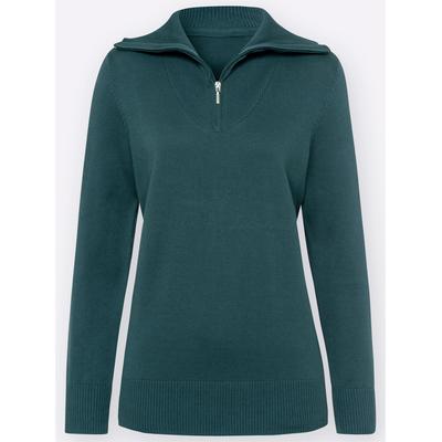 Troyer CLASSIC BASICS "Pullover", Damen, Gr. 48, grün (tanne), 100% Baumwolle, unifarben, Pullover Troyer