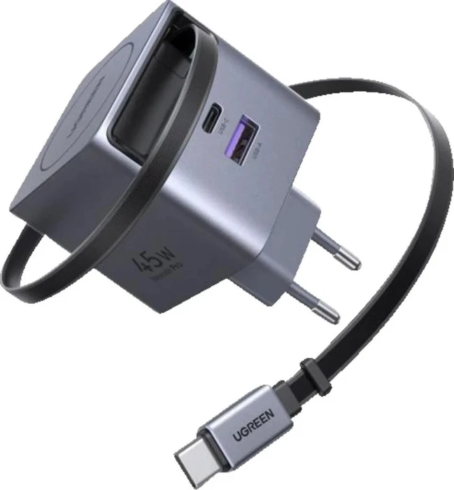 UGREEN 45W GaN Fast Charger with Retractable Cable