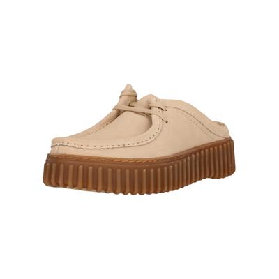 Slipper CLARKS "Torhill Mule", Damen, Gr. 37, beige, Leder, Schuhe Slipper, mit Contour Cushion-Fußbett