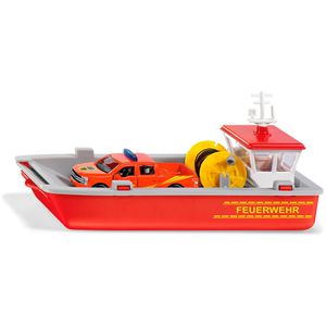 siku 2117 Feuerwehr Arbeitsboot, mit Feuerwehr Pickup, aus Metall/Kunststoff