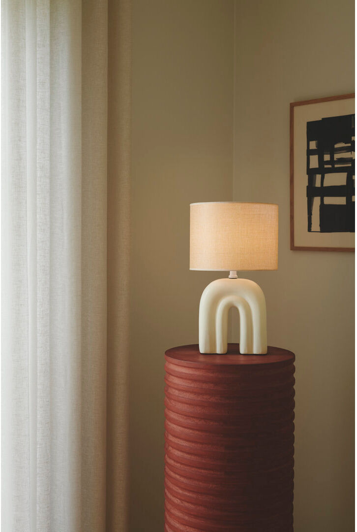 Nordlux Ceramic Table Lamp Beige 42cm H X 24cm W X 24cm D